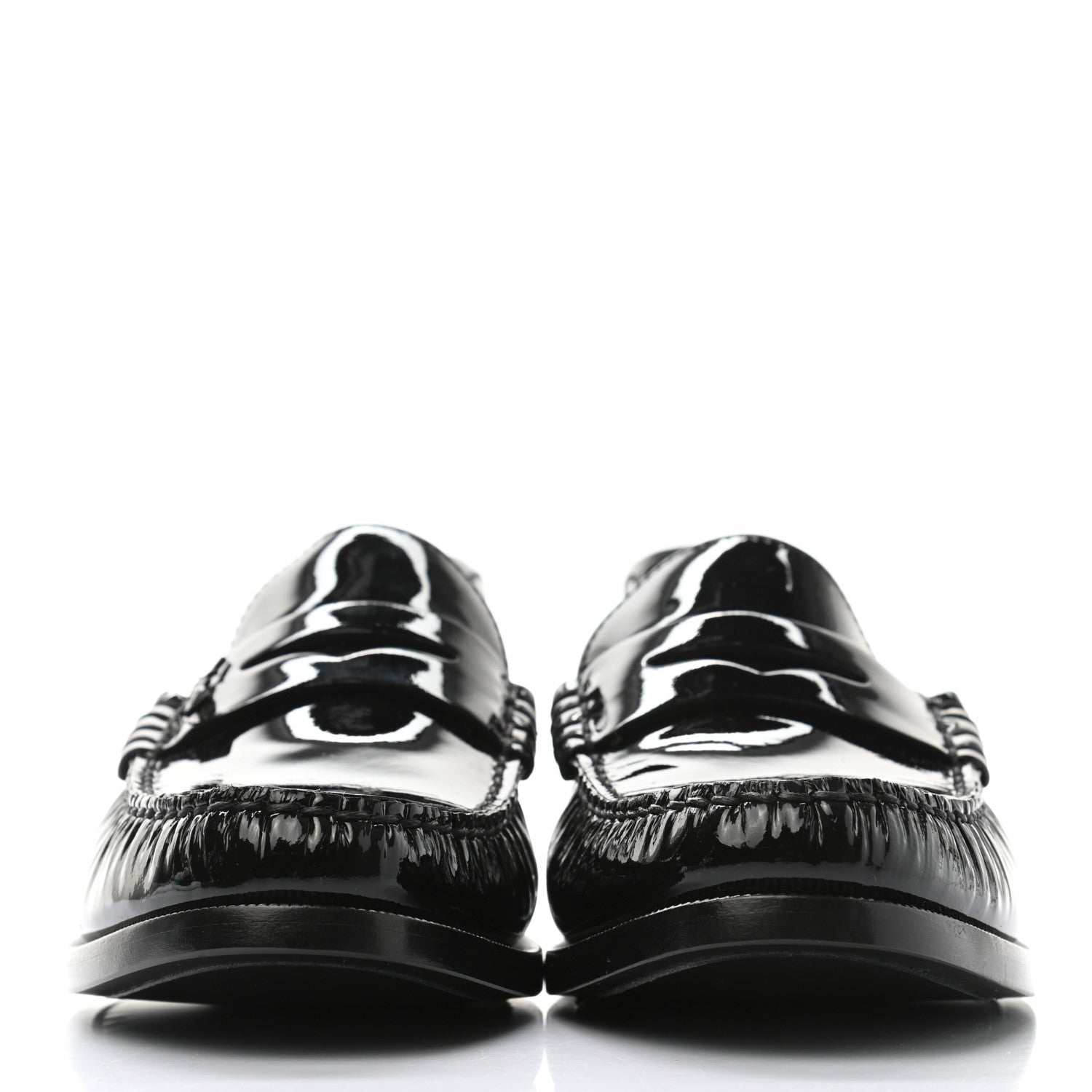 Saint Laurent Patent Calfskin Penny Loafers 41 Black 2 of 8