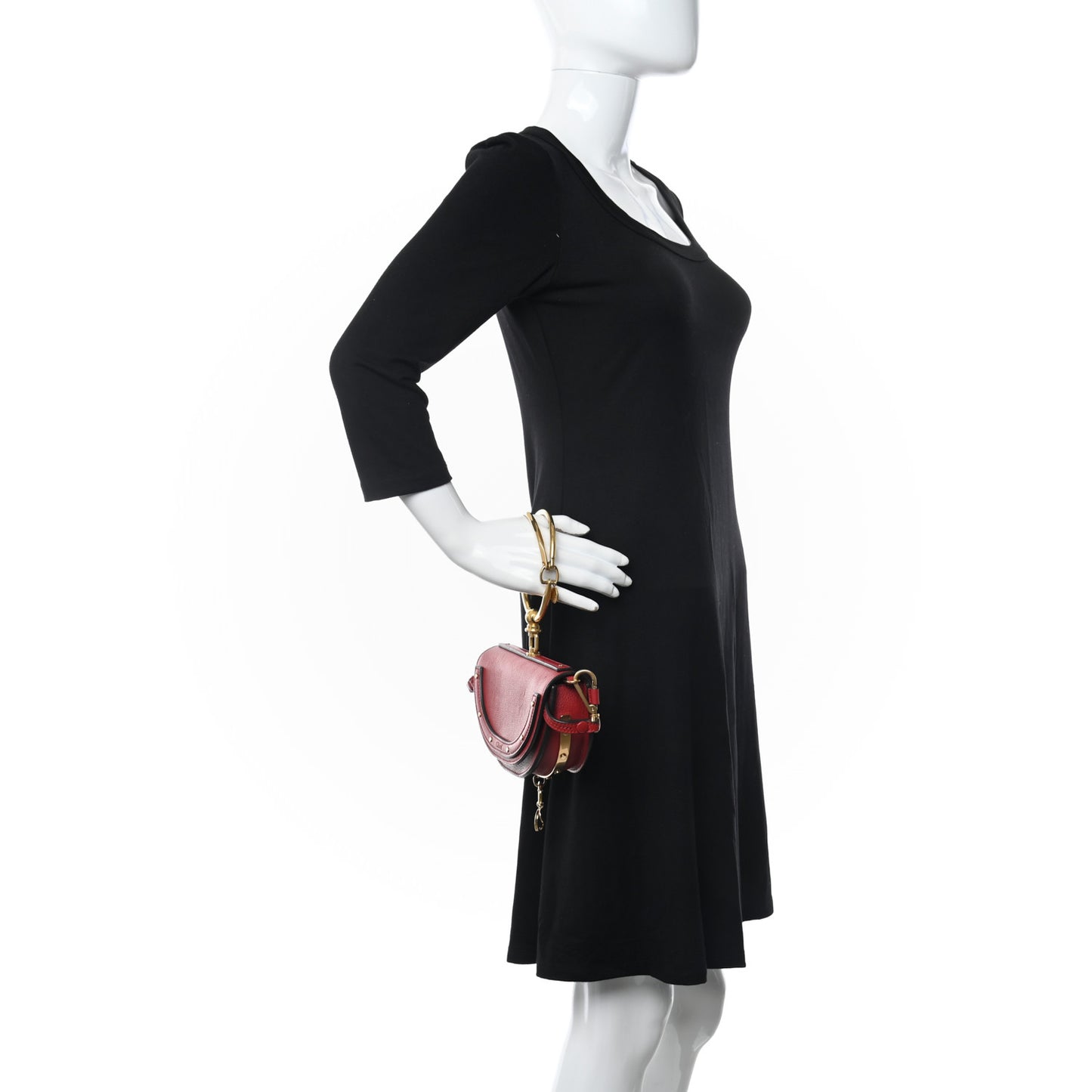 Calfskin Small Nile Bracelet Minaudiere Bag Dahlia Red