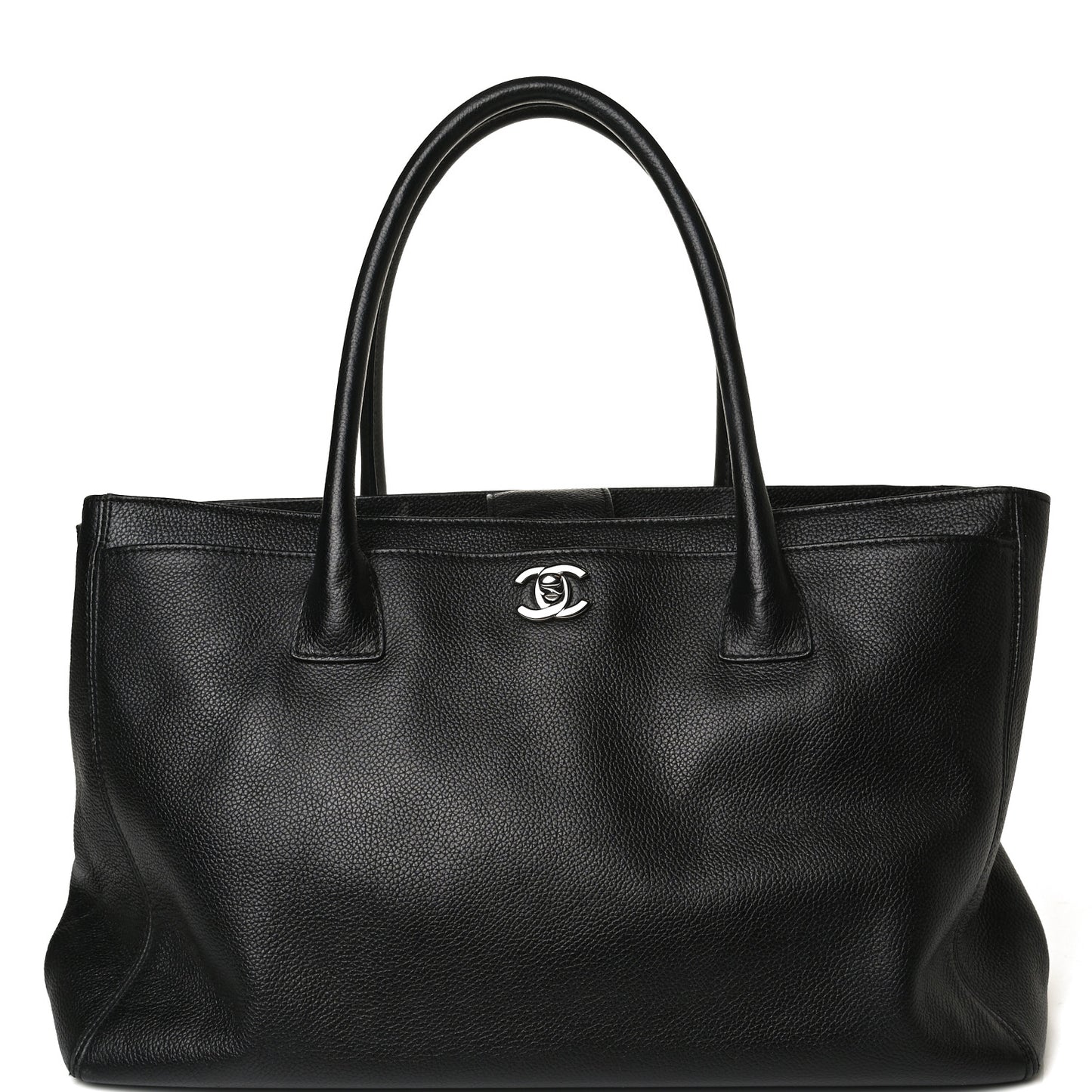 Calfskin Cerf Executive Shopper Tote Black