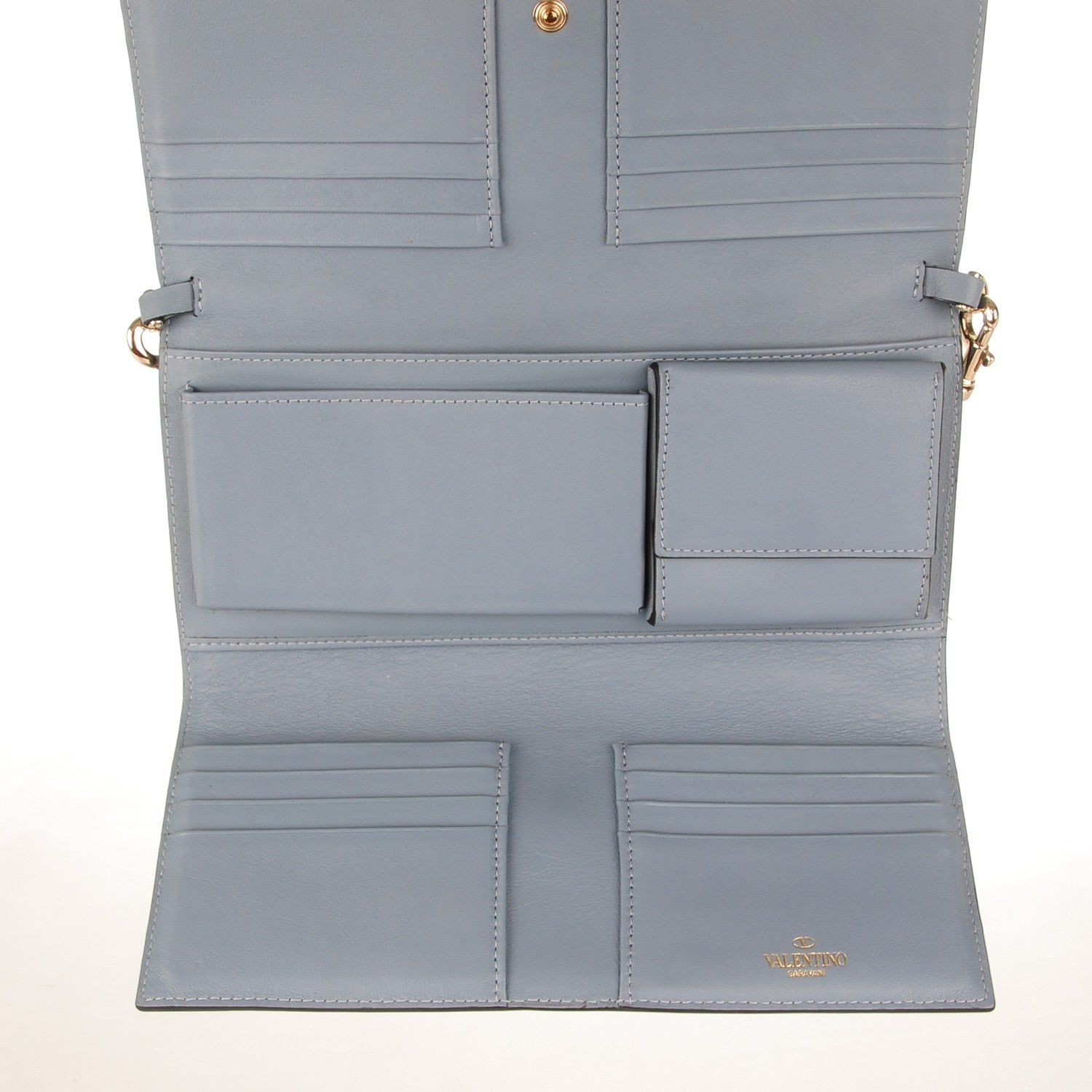 Valentino Garavani Vitello Rockstud Wallet on Strap Grey 5 of 8