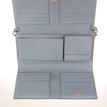 Valentino Garavani Vitello Rockstud Wallet on Strap Grey 5 of 8