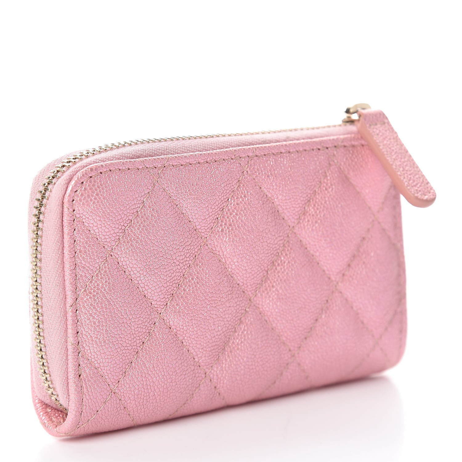 Chanel Iridescent Caviar Quilted Zipped Key Holder Case Rose Pink 3 of 8