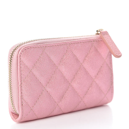 Chanel Iridescent Caviar Quilted Zipped Key Holder Case Rose Pink 3 of 8