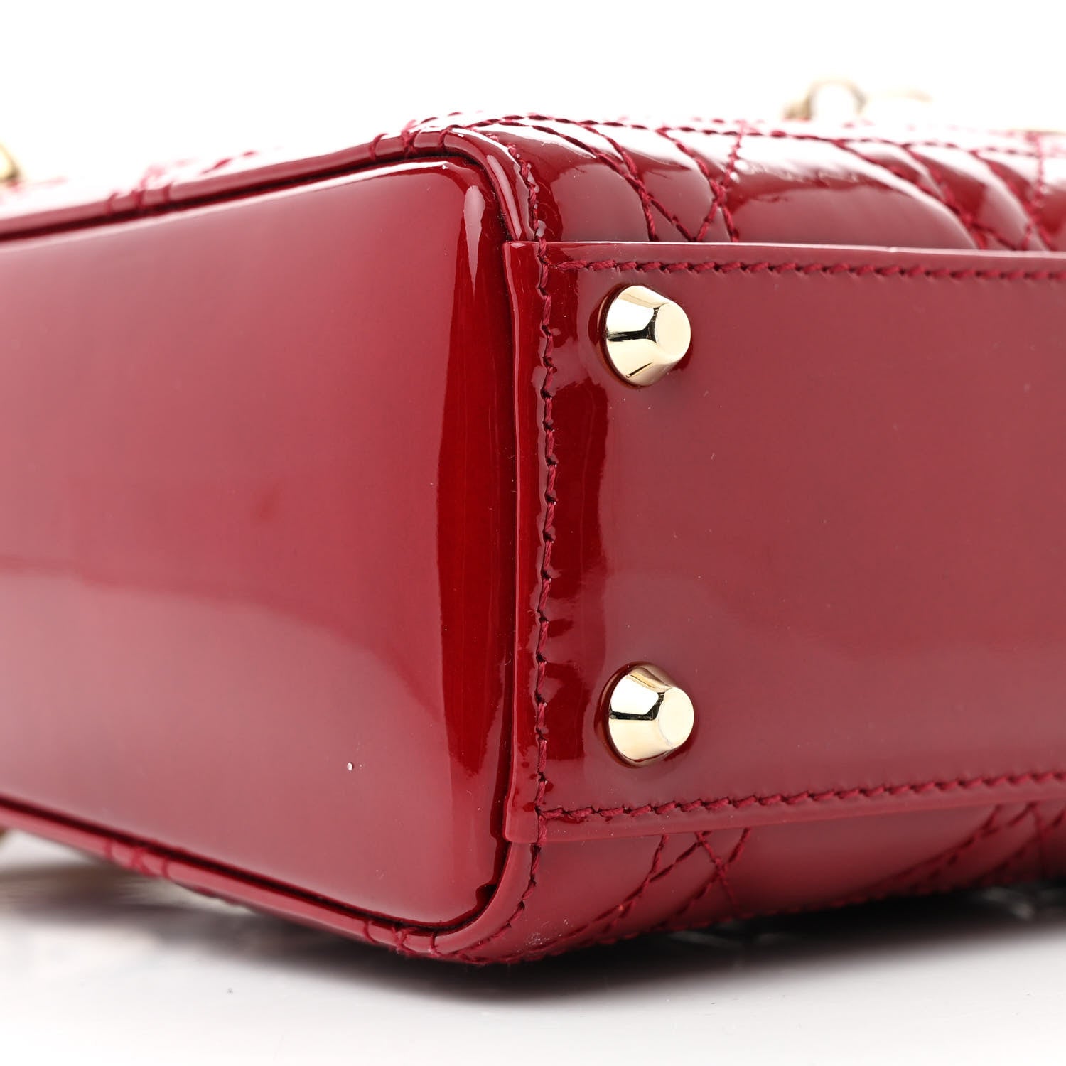 Christian Dior Patent Cannage Mini Lady Dior Red 9 of 11