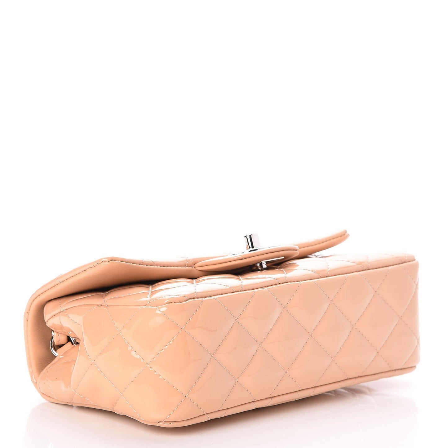 Patent Calfskin Quilted Mini Rectangular Flap Light Pink