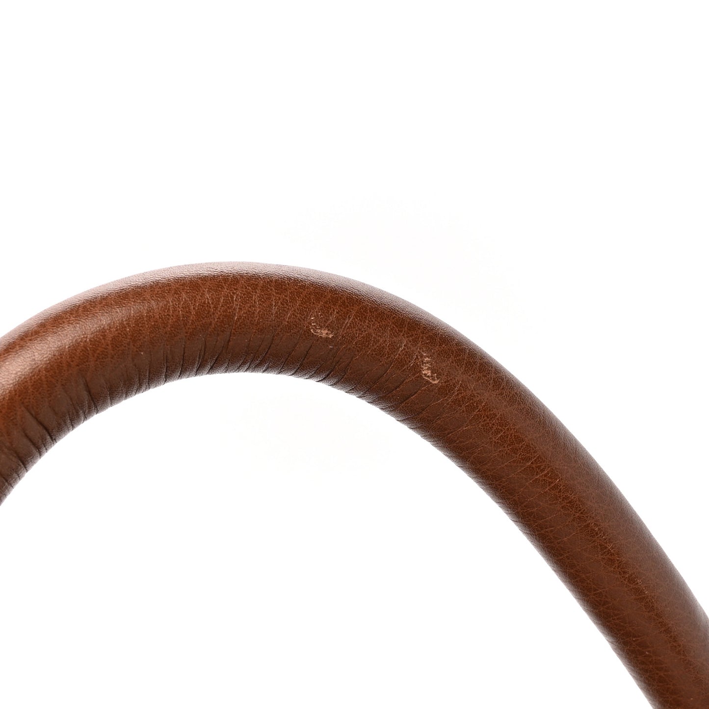 Pebbled Calfskin Braided Gaucho Saddle Handle Bag Brown