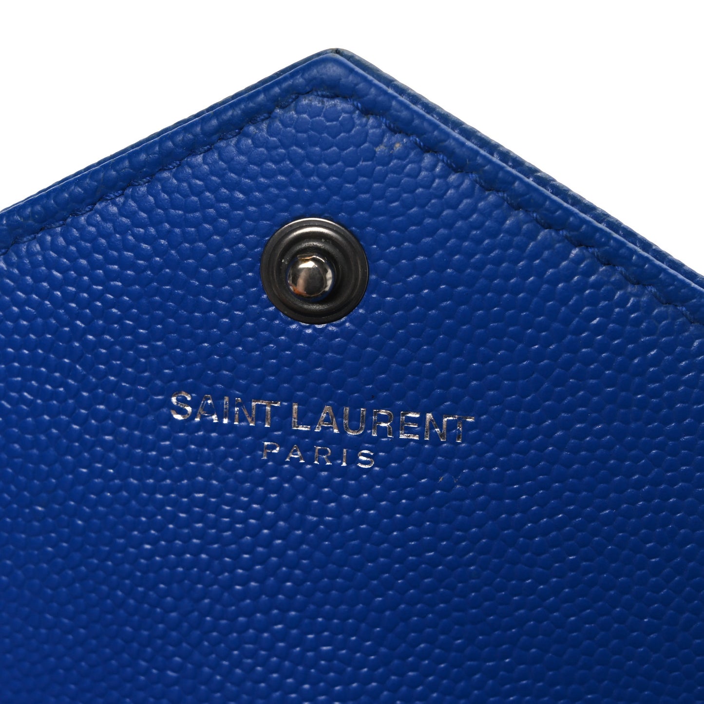Grain De Poudre Matelasse Chevron Monogram Envelope Chain Wallet Blue Majorelle