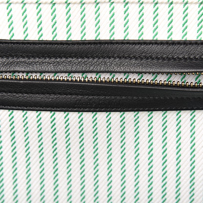 Celine Cotton Canvas Striped Medium Phantom Luggage White Green 6 of 11