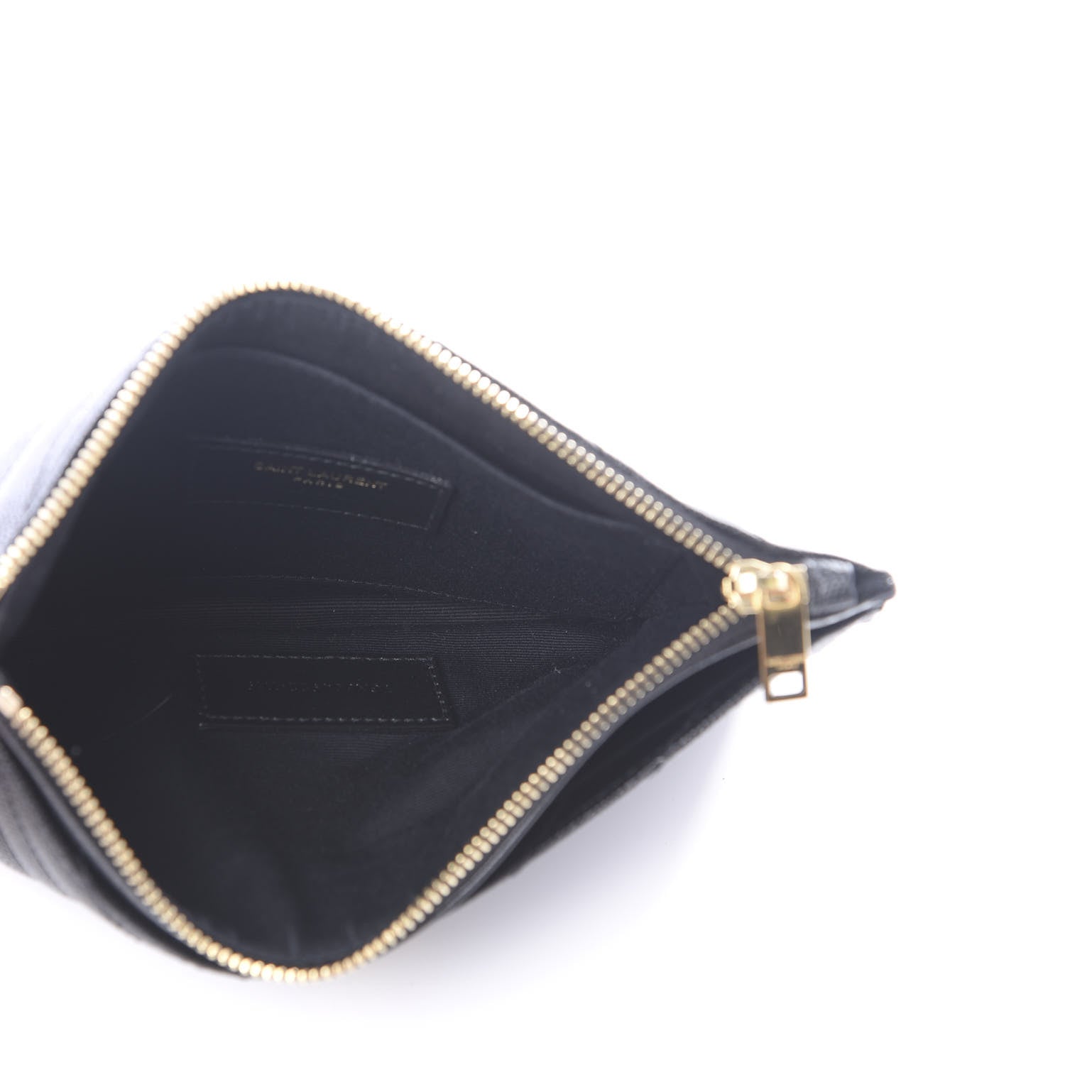 Saint Laurent Grain De Poudre Chevron Monogram Bill Pouch Black 4 of 8