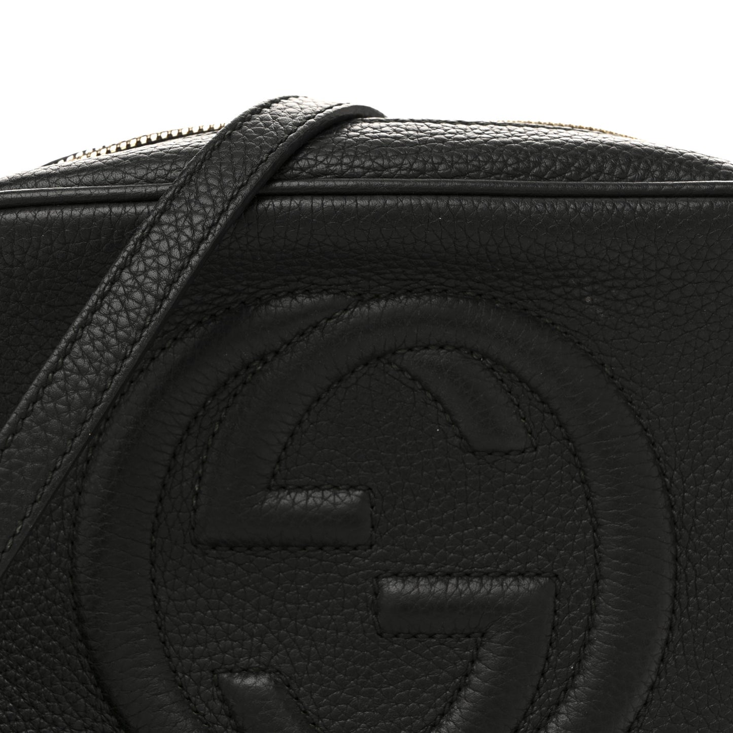 Pebbled Calfskin Small Soho Disco Bag Black