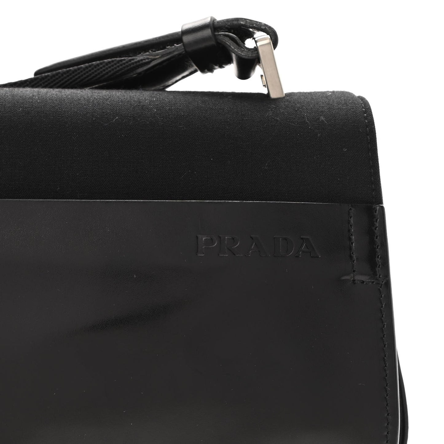 Calfskin Nylon Shoulder Bag Black