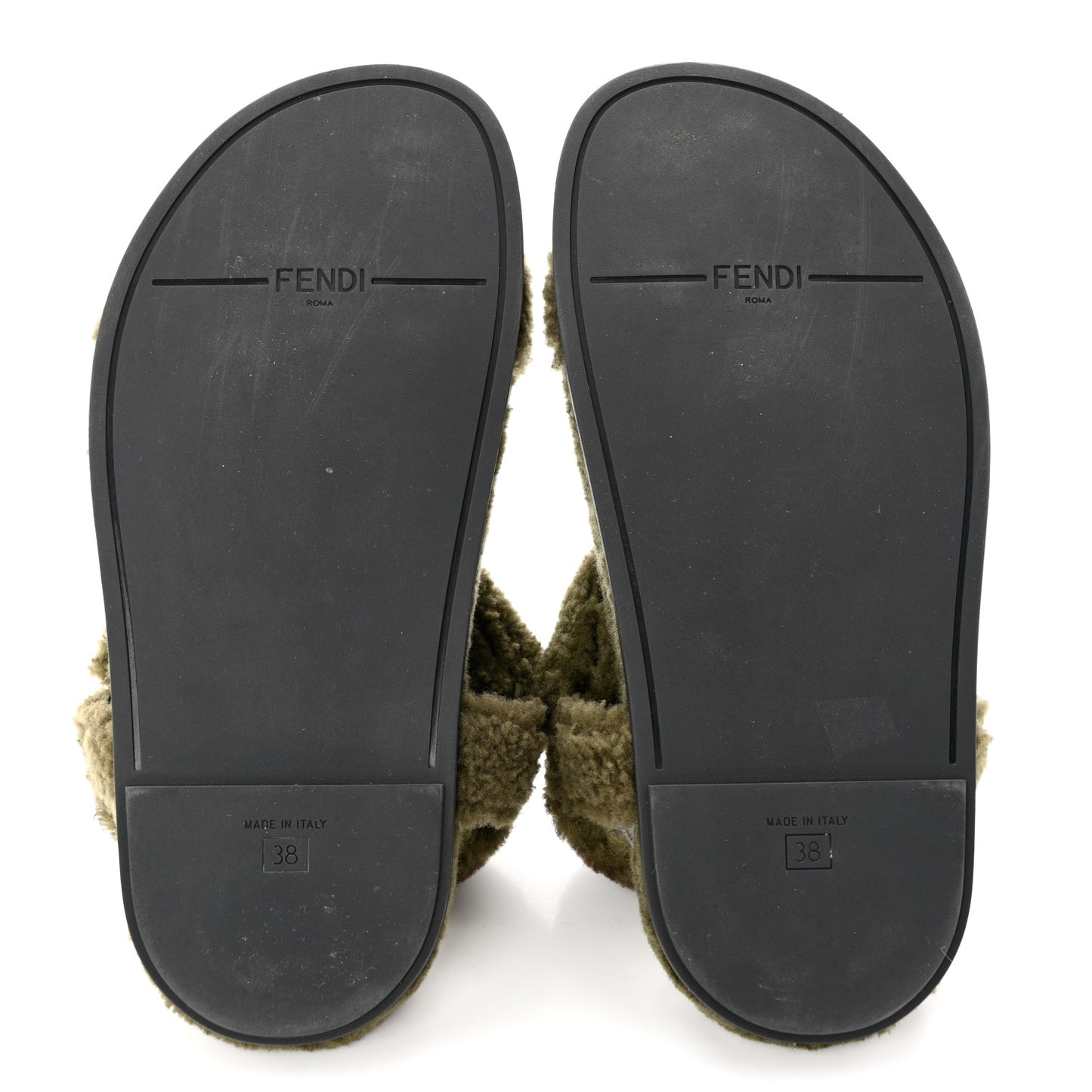 Shearling FF Fendi Feel Sandals 38 Illinois Military