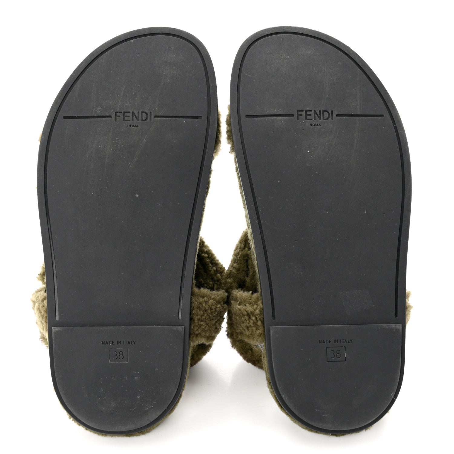 Fendi Shearling FF Fendi Feel Sandals 38 Illinois Military 5 of 7