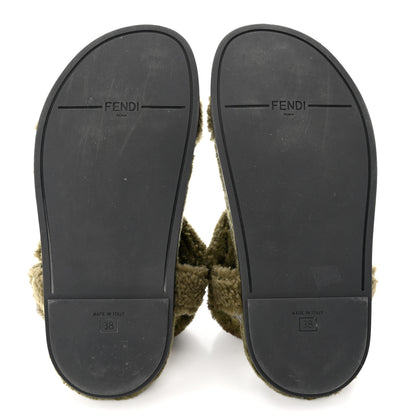 Fendi Shearling FF Fendi Feel Sandals 38 Illinois Military 5 of 7