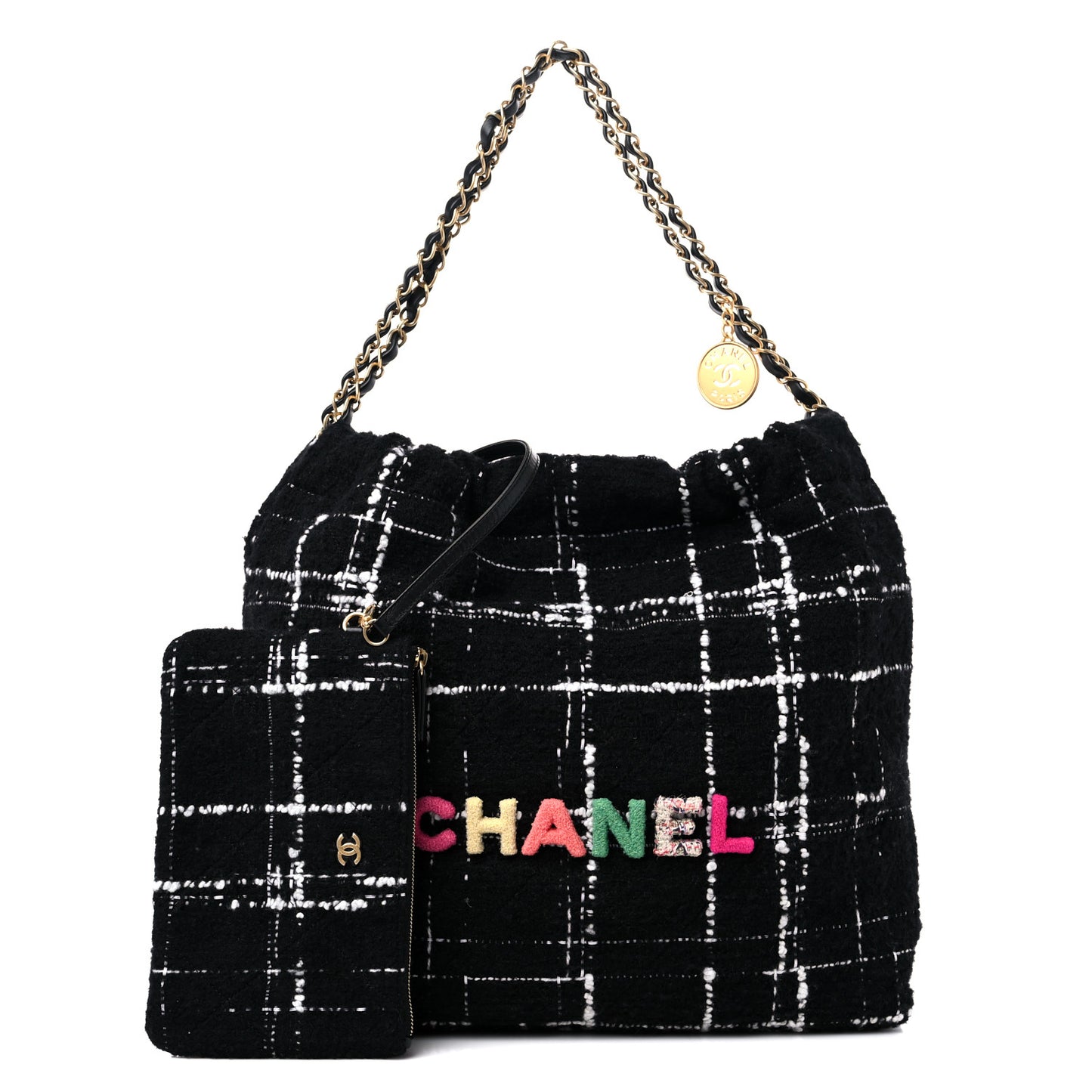Wool Tweed Quilted Chanel 22 Black Multicolor