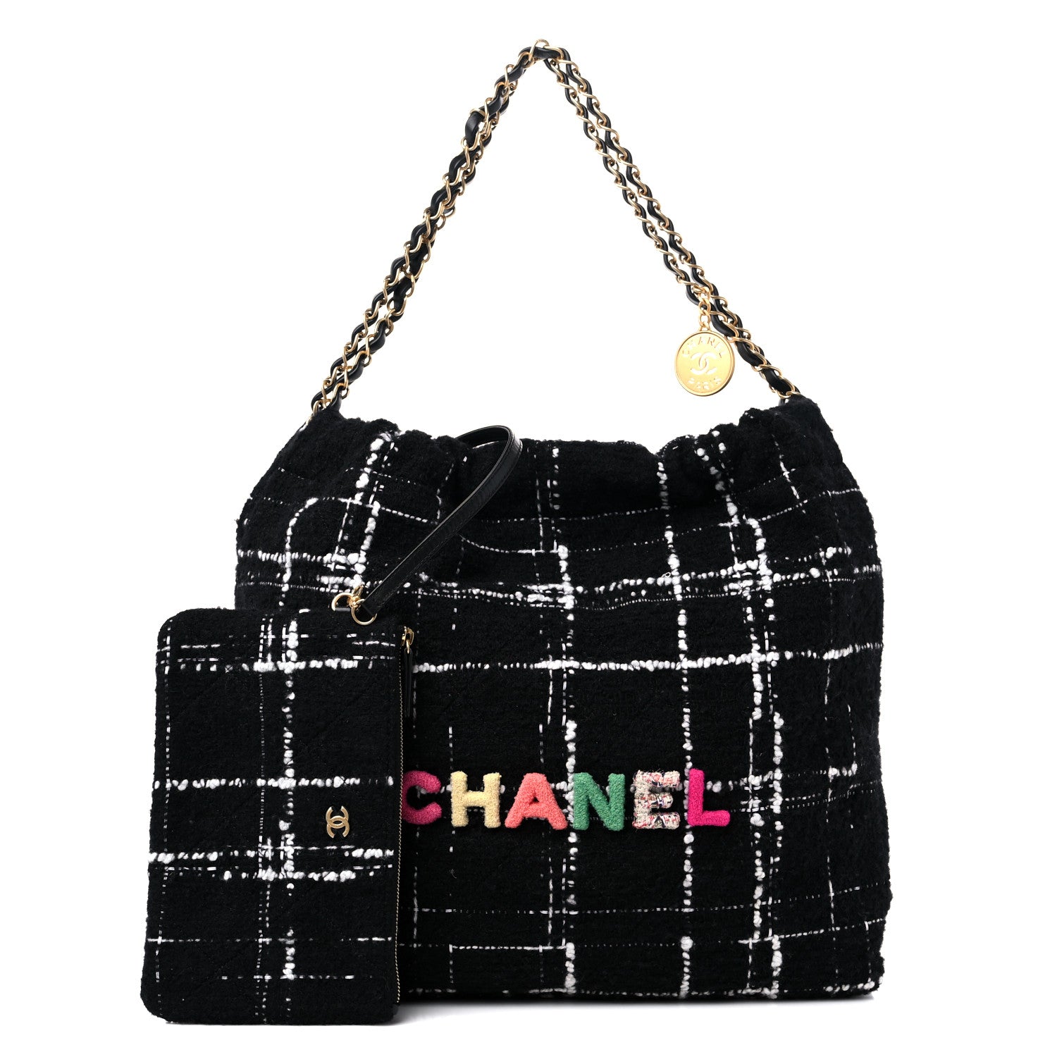 Chanel Wool Tweed Quilted Chanel 22 Black Multicolor 1 of 10