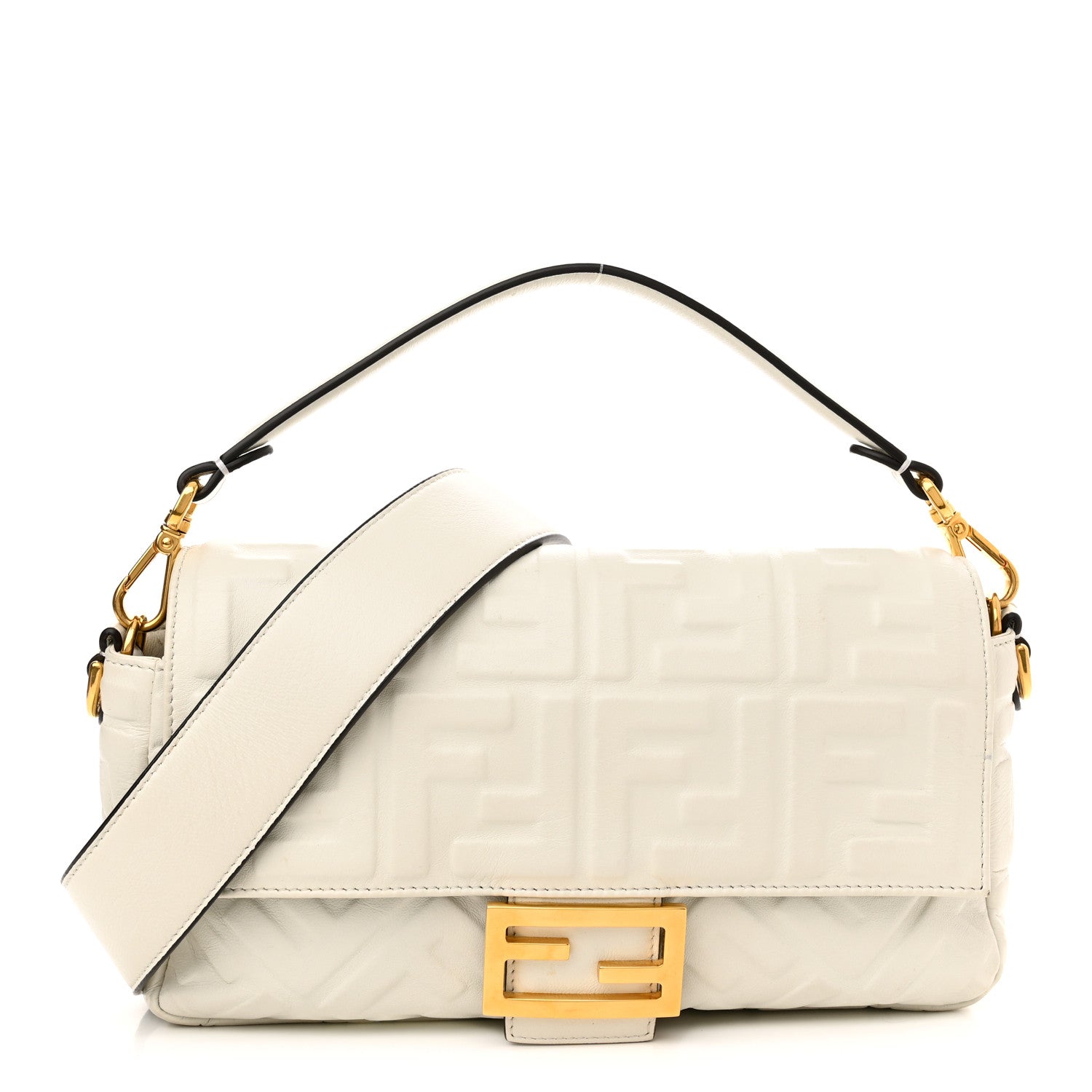 Fendi Nappa FF 1974 Embossed Baguette White 1 of 9