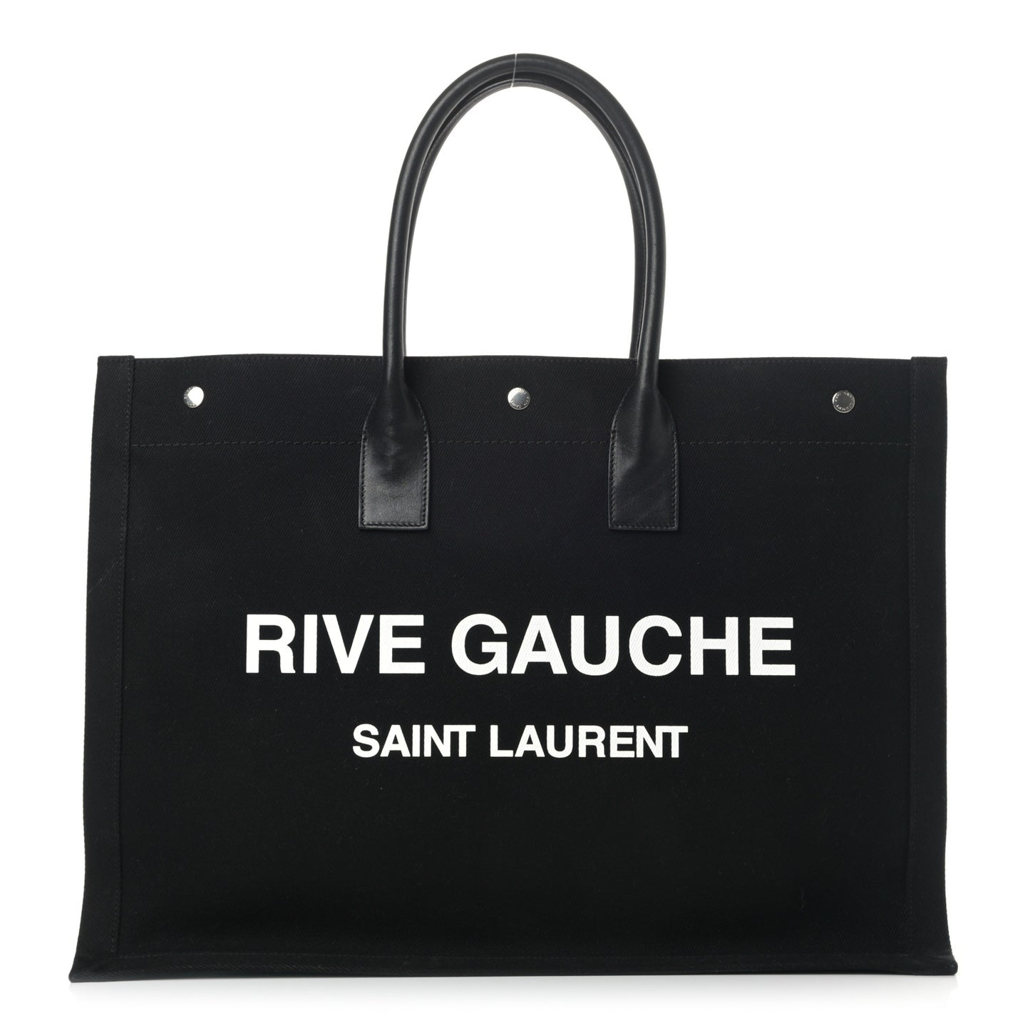Linen Calfskin Rive Gauche Tote Black