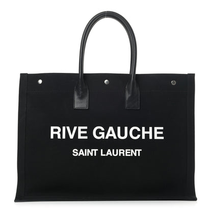 Saint Laurent Linen Calfskin Rive Gauche Tote Black 1 of 10