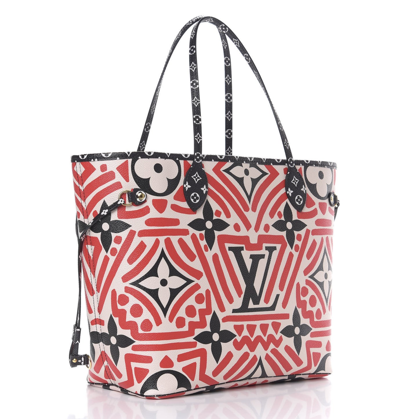 Monogram Giant Crafty Neverfull MM Creme Rouge Black