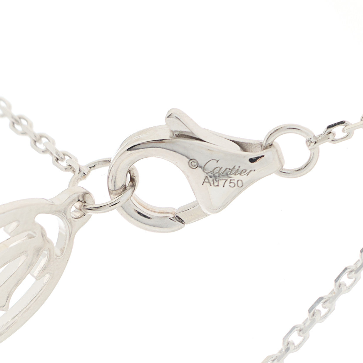 18K White Gold Diamond .23ct C De Cartier Pendant Necklace