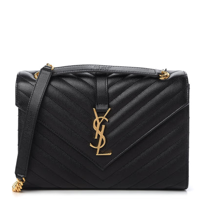 Saint Laurent Grain De Poudre Matelasse Chevron Medium Monogram Satchel Black 1 of 9