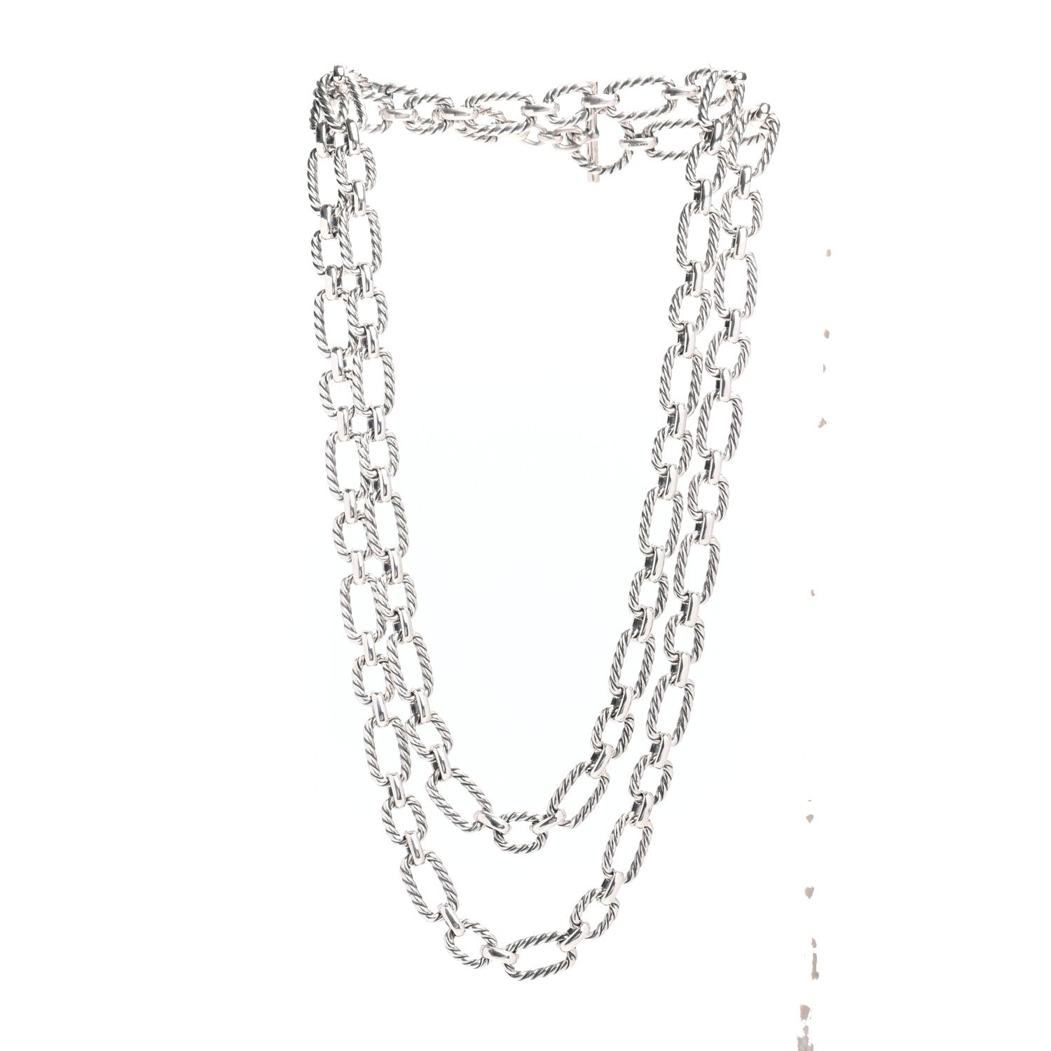 David Yurman Sterling Silver Blue Sapphire 9.5mm Cushion Link Chain Necklace 3 of 5
