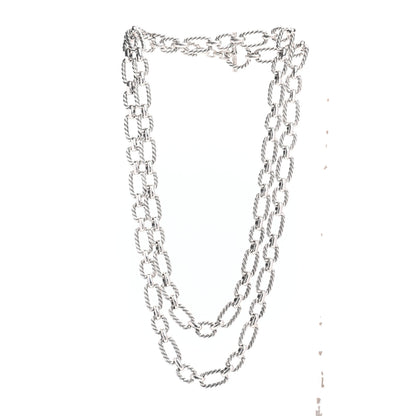 David Yurman Sterling Silver Blue Sapphire 9.5mm Cushion Link Chain Necklace 3 of 5