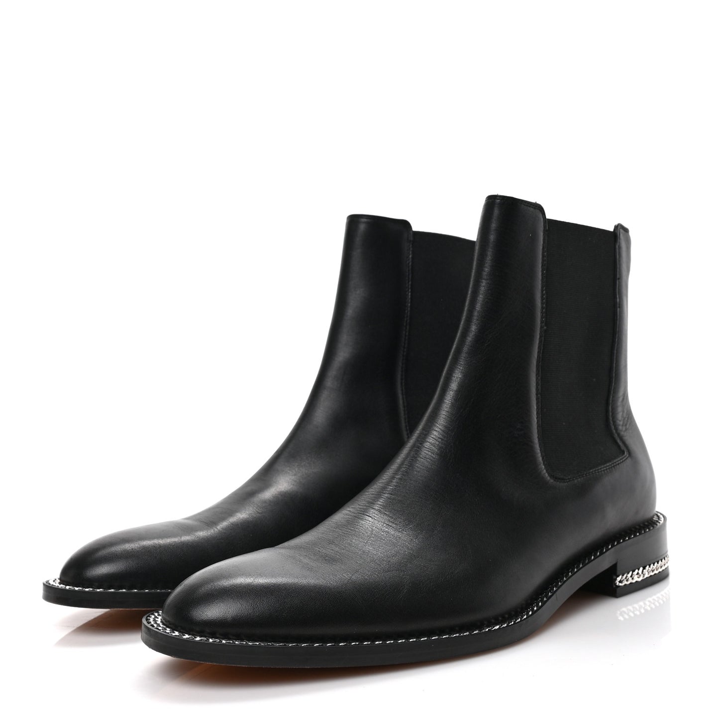 Calfskin Chain Boots 40 Black