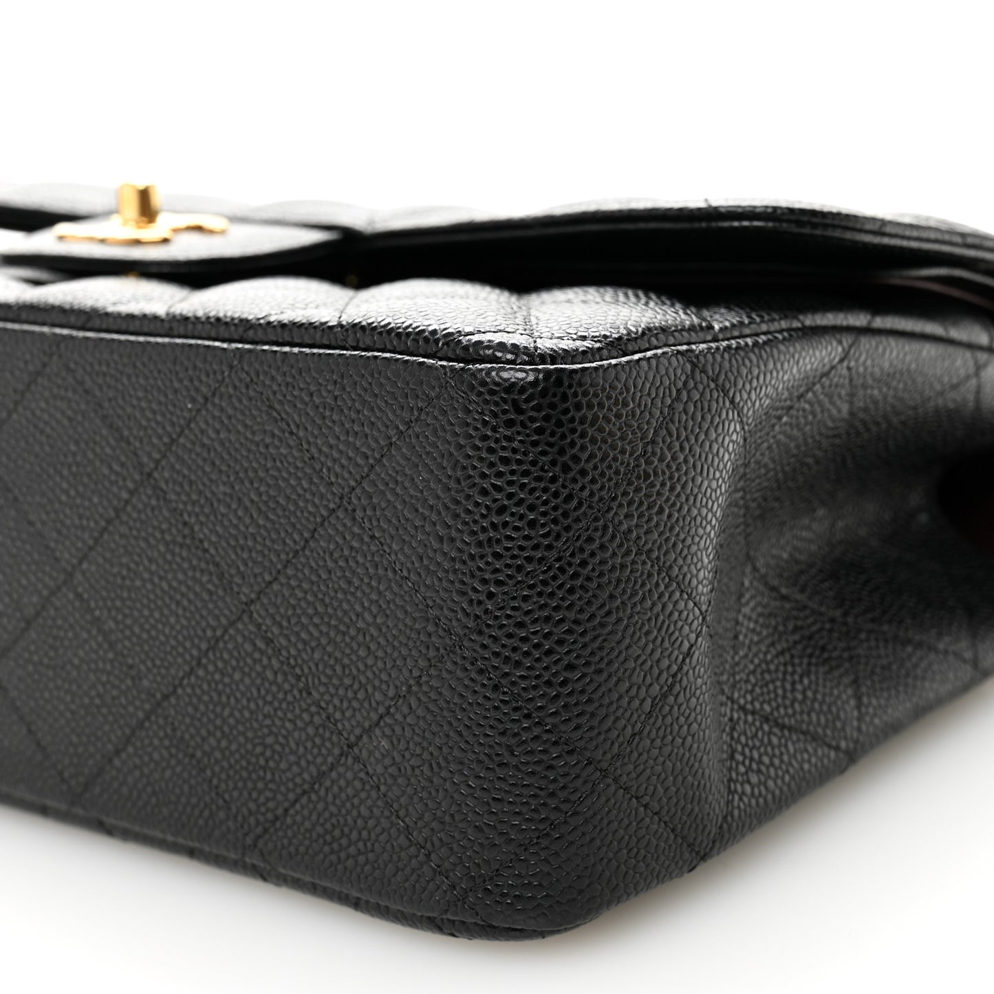 Caviar Quilted Jumbo Double Flap Black
