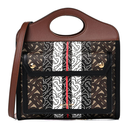 Burberry E-Canvas Monogram Stripe Mini Pocket Bag Bridle Brown 1 of 8