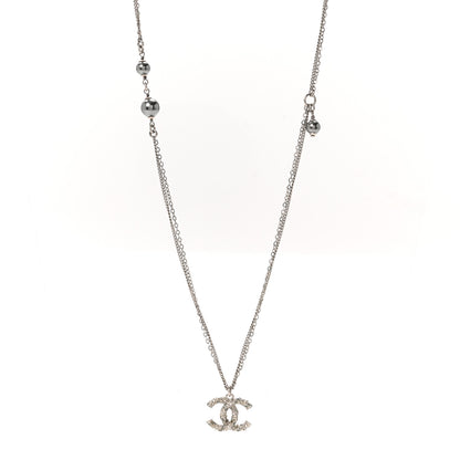 Chanel Crystal Pearl CC Multi Strand Pendant Necklace Silver 1 of 6