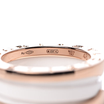 Bulgari 18K Rose Gold White Ceramic B.Zero1 Two-Band Ring 48 4.5 3 of 6