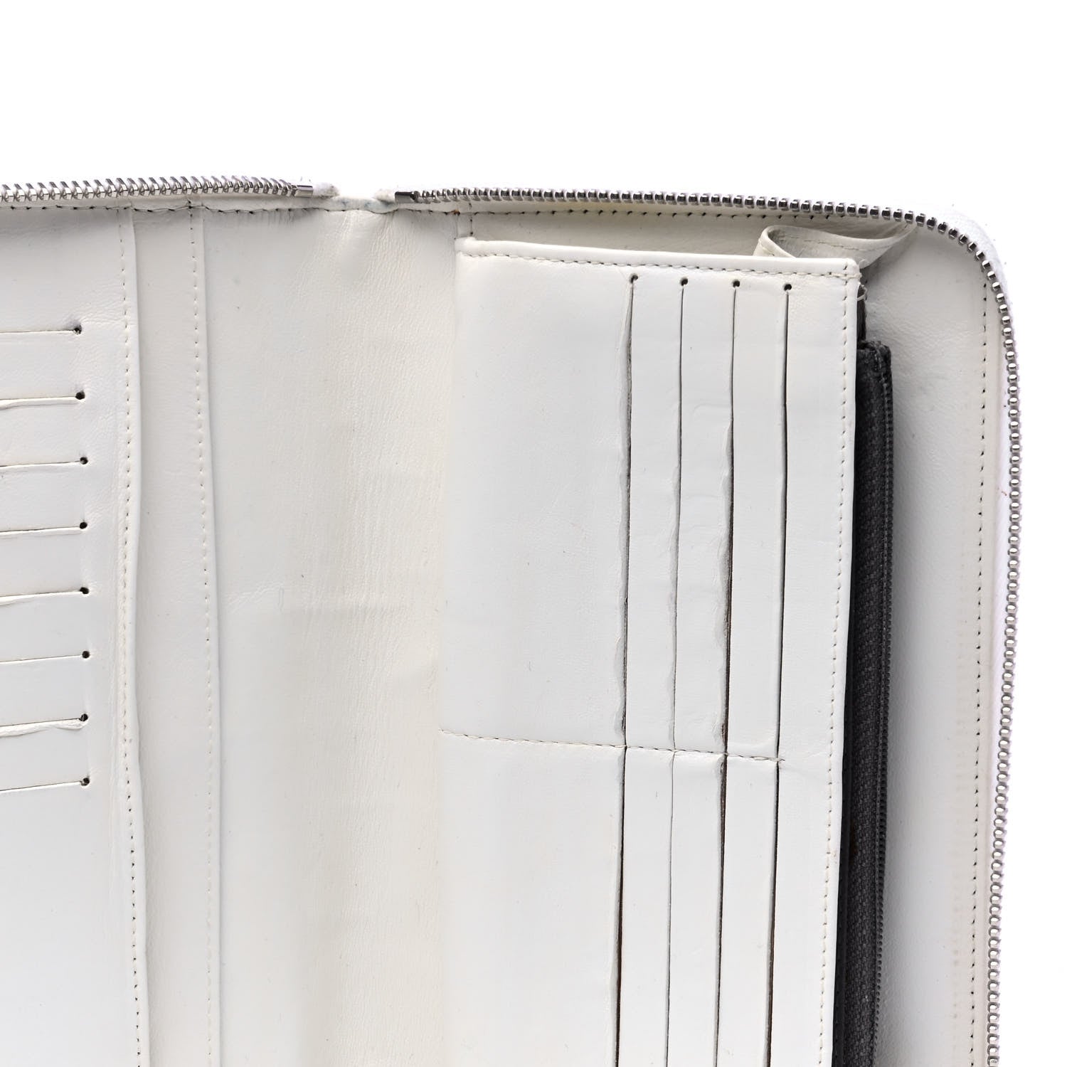 Chanel Lambskin Camellia Embossed Zip Around Organizer Wallet Off White 5 of 7