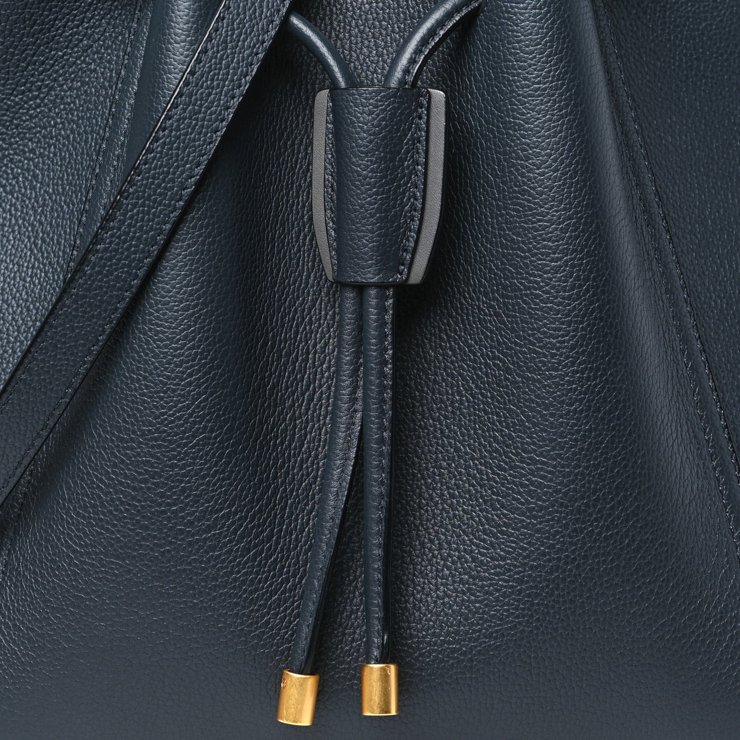 Grained Calfskin Milla Drawstring Bucket Bag Phantom Gray