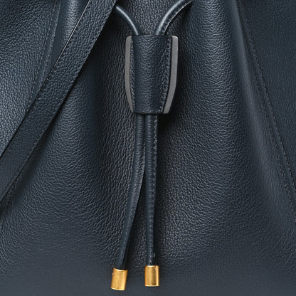 MCM Grained Calfskin Milla Drawstring Bucket Bag Phantom Gray 8 of 11