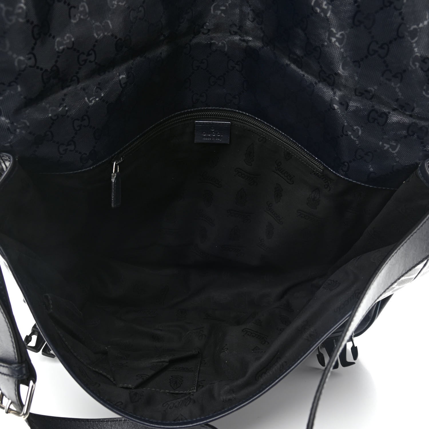 Gucci Imprime Monogram Large Double Buckle Flap Messenger Bag Black 4 of 11