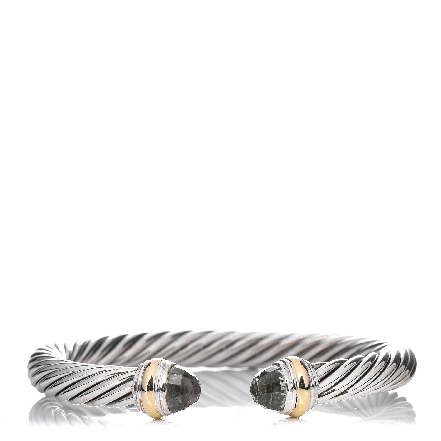 David Yurman Sterling Silver 14K Yellow Gold Prasiolite 7mm Cable Classics Bracelet 1 of 5