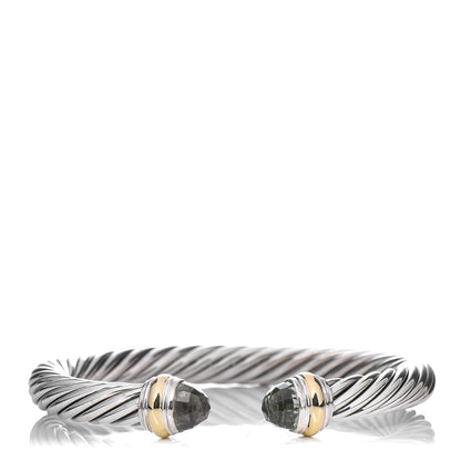 David Yurman Sterling Silver 14K Yellow Gold Prasiolite 7mm Cable Classics Bracelet 1 of 5