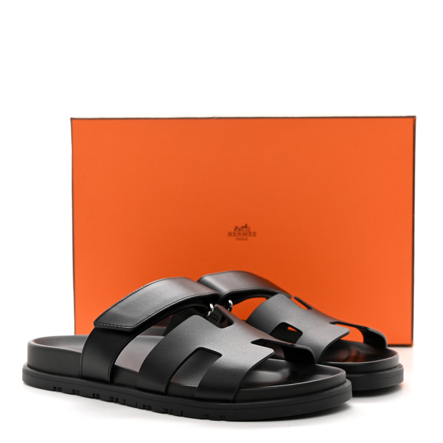Hermes Calfskin Womens Chypre Sandals 39 Black 9 of 9