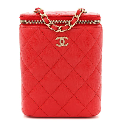Chanel Caviar Quilted Small Vertical Coco Beauty Vanity Case With Chain Red 1 of 11
