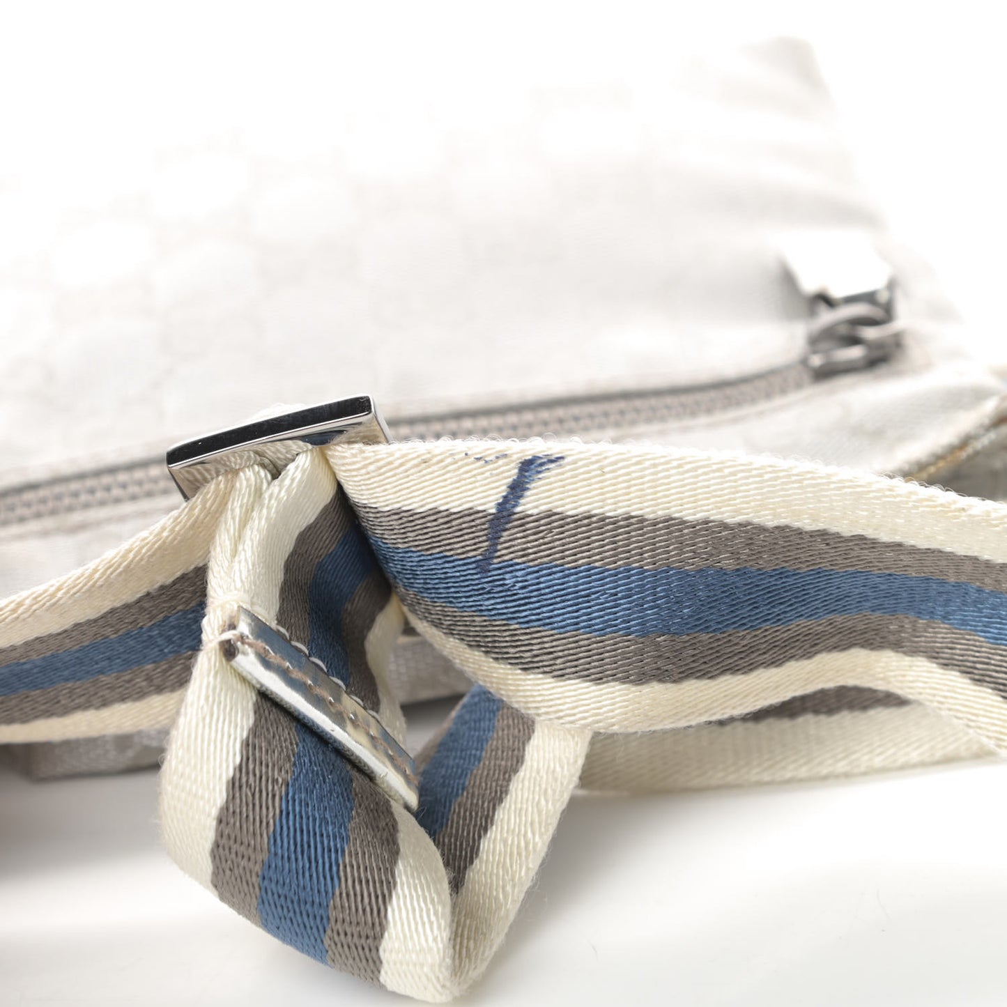 GG Monogram Web Double Pocket Belt Bag Silver