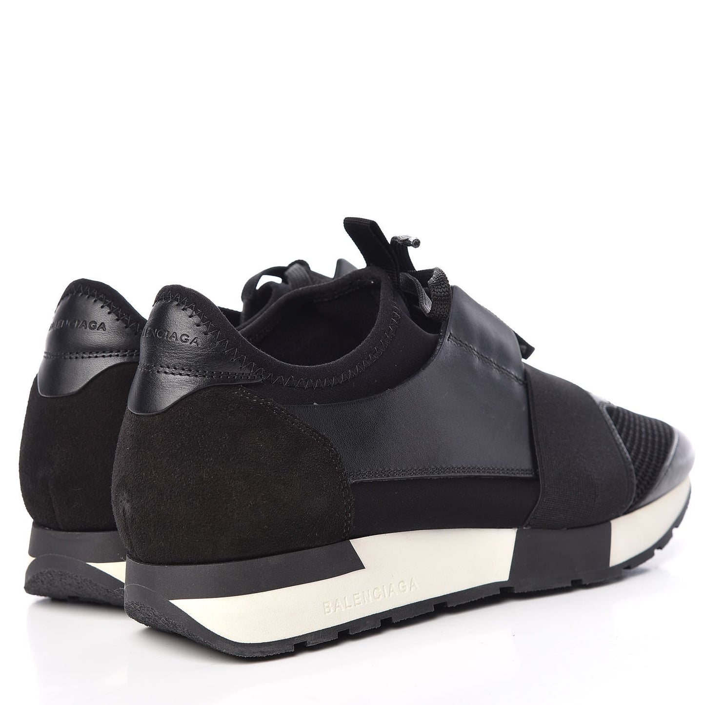 Mesh Calfskin Neoprene Suede Womens Race Runner Sneakers 39 Black