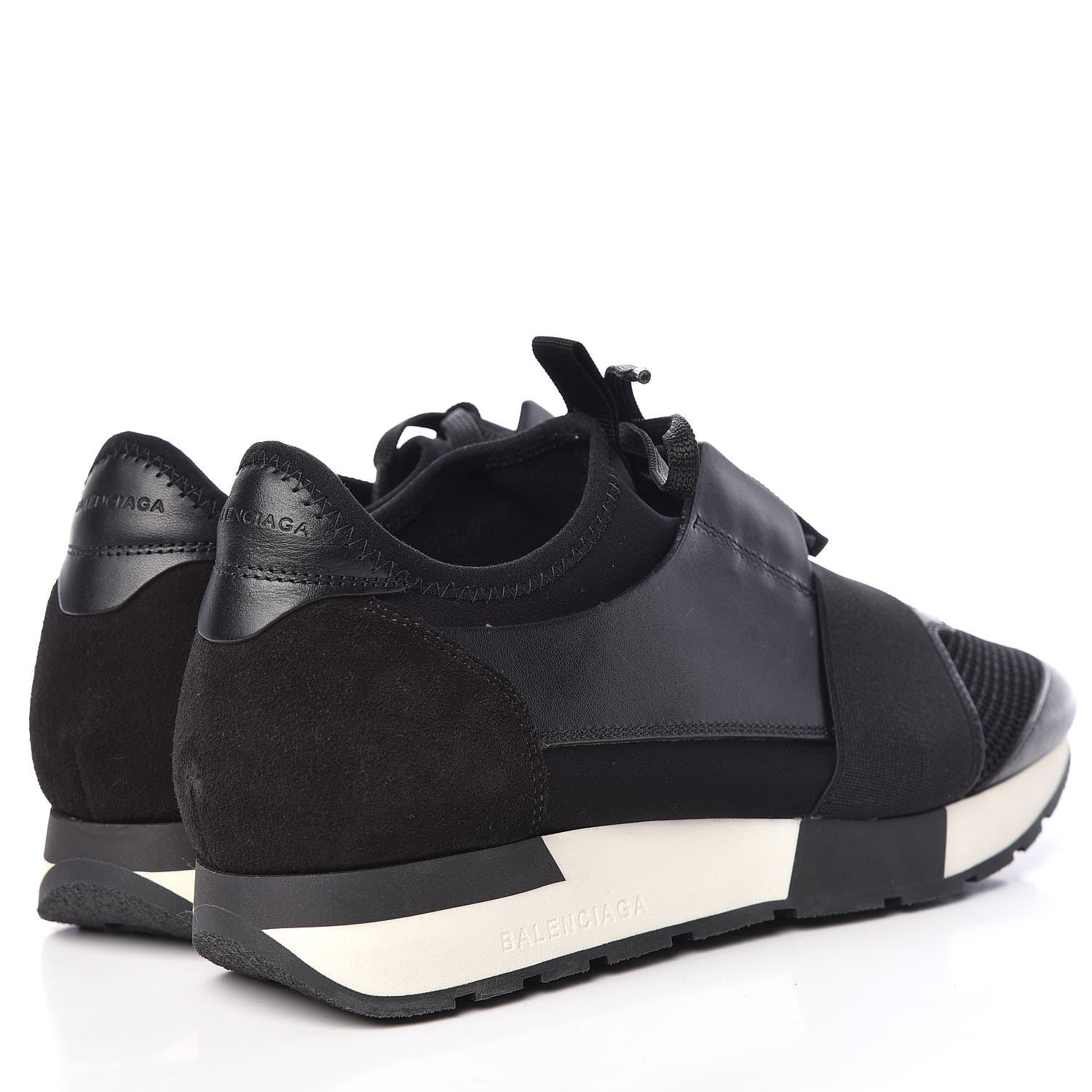 Balenciaga Mesh Calfskin Neoprene Suede Womens Race Runner Sneakers 39 Black 4 of 7