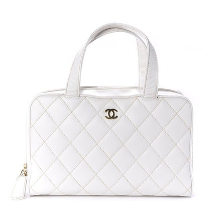 Chanel Calfskin Contrast Stitch Surpique Bowler White 1 of 14