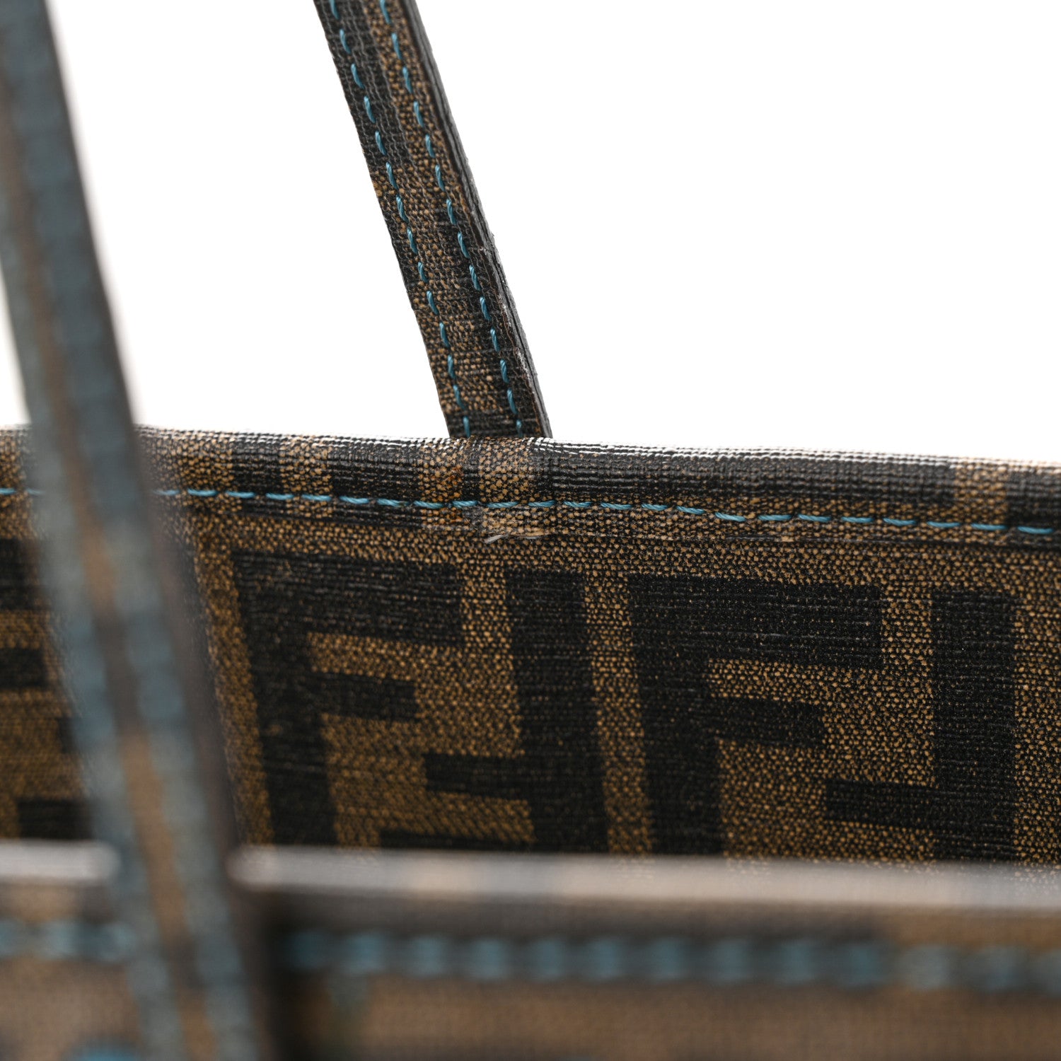 Fendi Zucca Spalmati Perforated Medium Roll Tote Tobacco Pavone 13 of 16