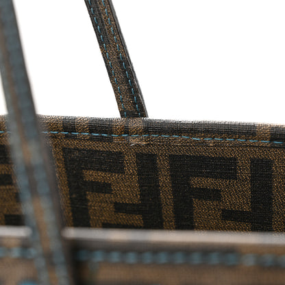 Fendi Zucca Spalmati Perforated Medium Roll Tote Tobacco Pavone 13 of 16