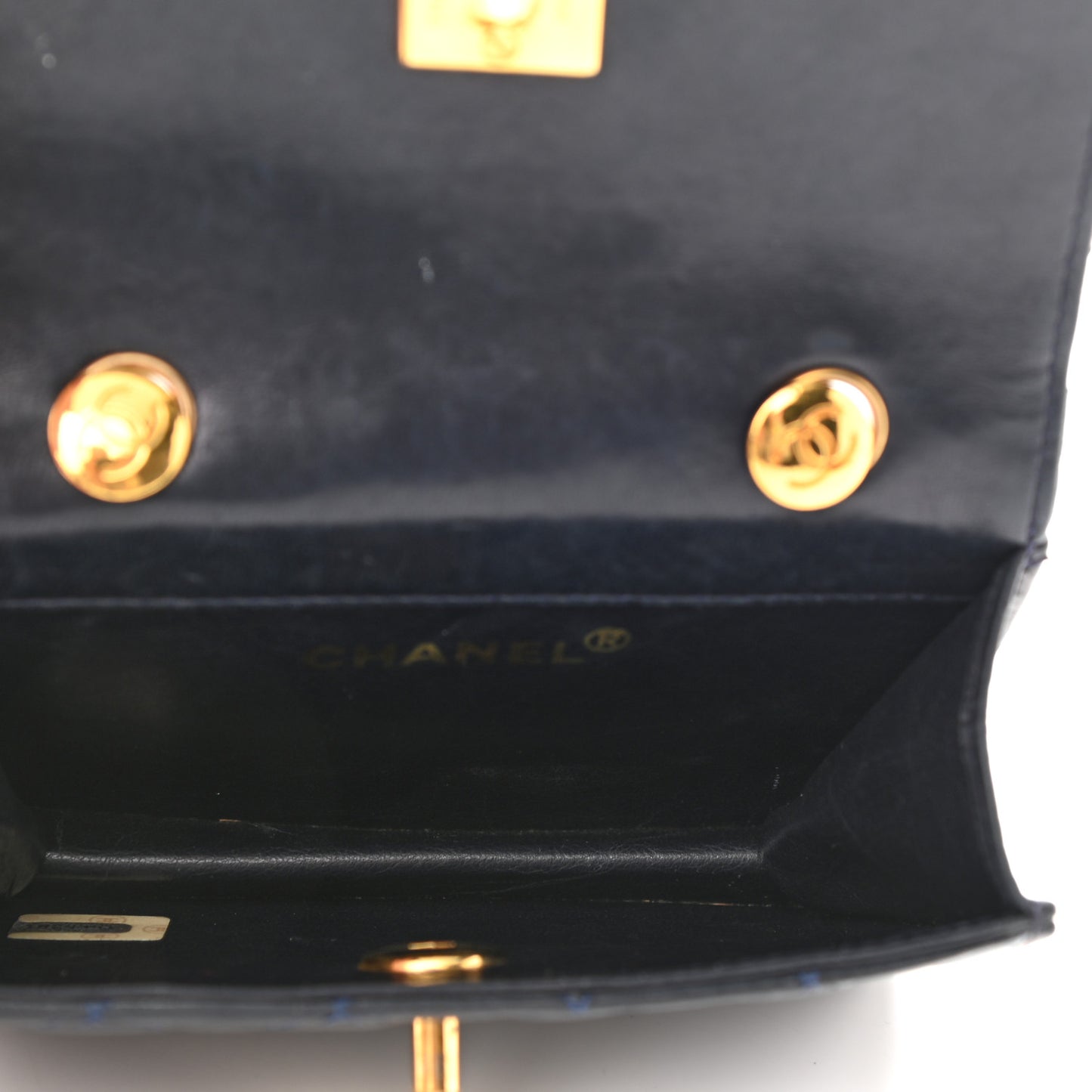 Lambskin Quilted Mini Square Flap Bag Navy