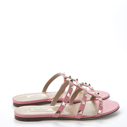 Valentino Garavani Nappa Rockstud Caged Flat Slide Sandals 36 Paradise Rose 4 of 9