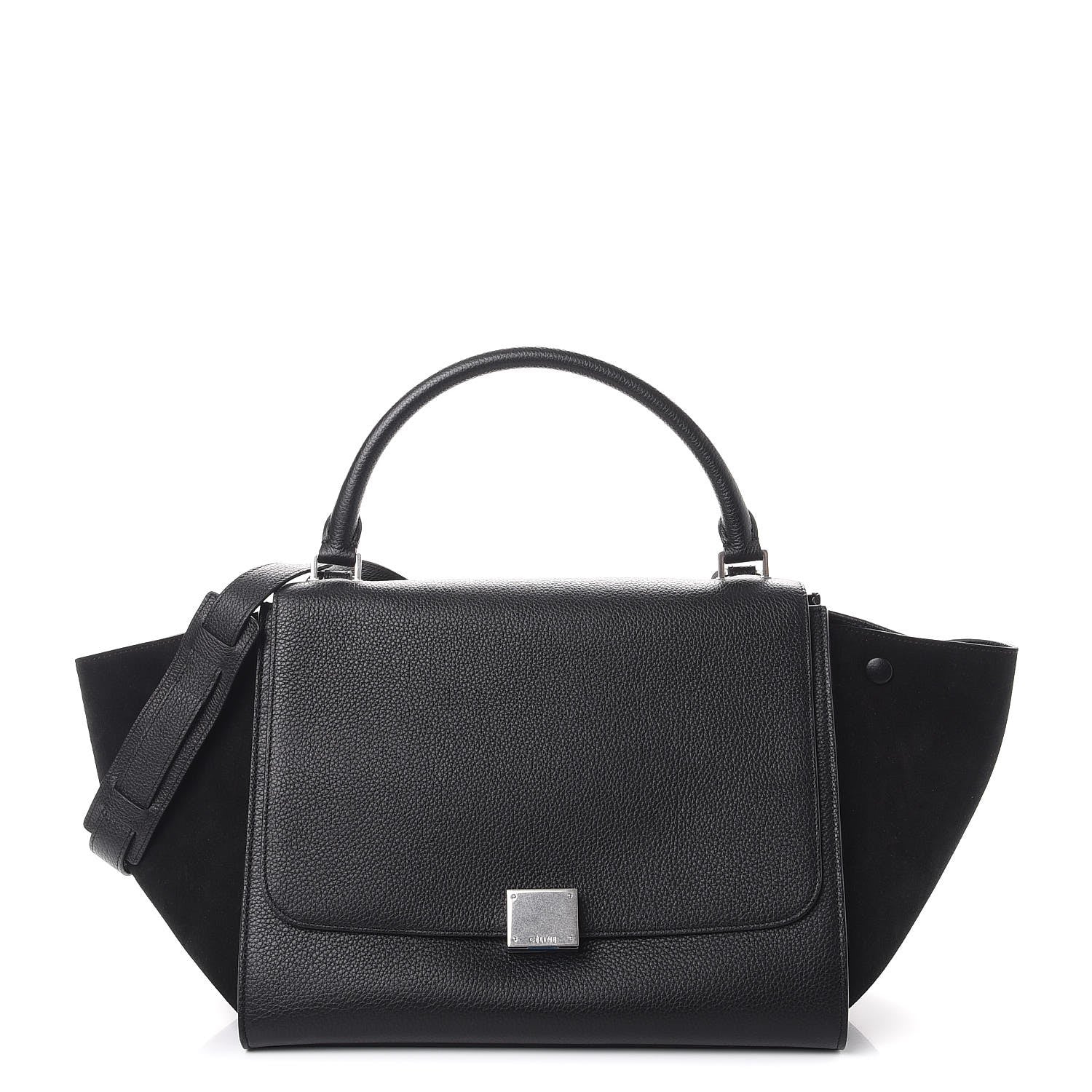 Celine Drummed Calfskin Suede Medium Trapeze Black 1 of 7